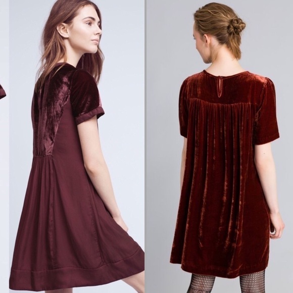 Maeve Merlot Ingrid Velvet Tunic Dress. P/650/A1147/ - Picture 5 of 8
